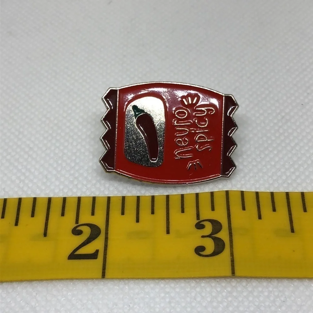 3/$25 “Neuro Spicy” Hit Sauce Packet Pin Badge Brooch UNISEX Hot Pepper